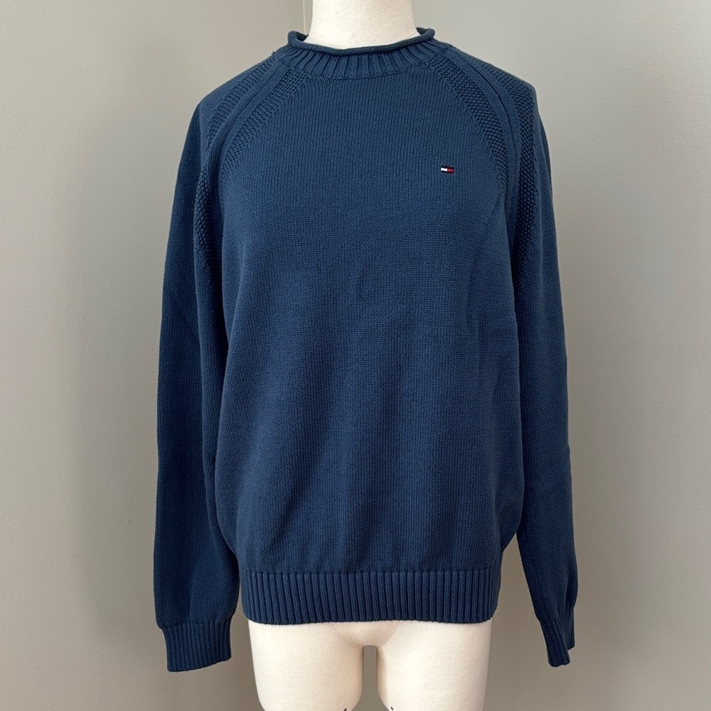 Tommy Hilfiger Men's Blue Roll Neck Crew Sweater Sz M